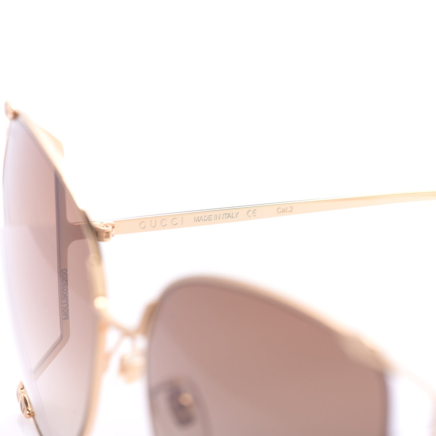 Oversized Round Sunglasses GG0252S Gold Brown