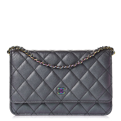 Chanel Iridescent Goatskin Quilted Wallet On Chain WOC Purple 1 of 11