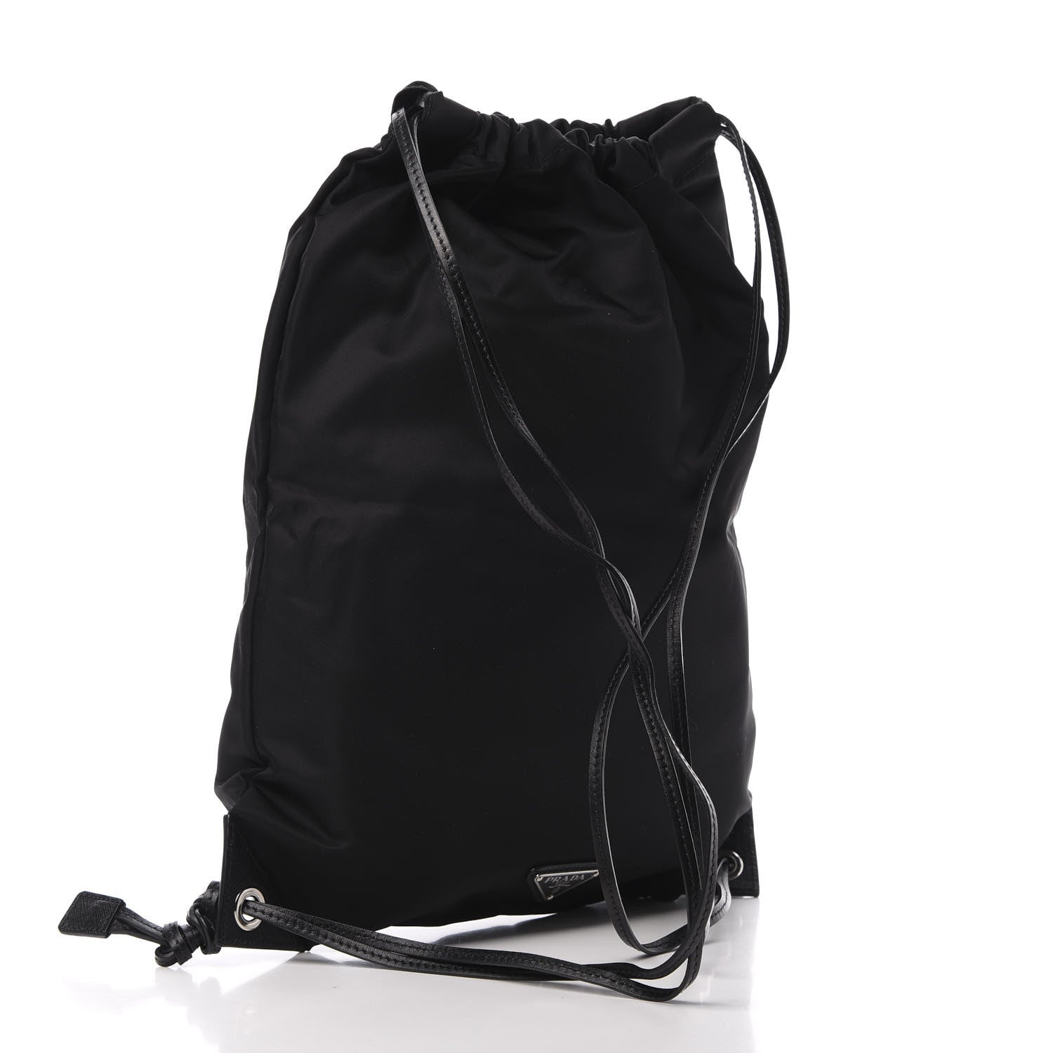Prada Tessuto Nylon Saffiano Whale Drawstring Pocket Backpack Black Marea 2 of 9