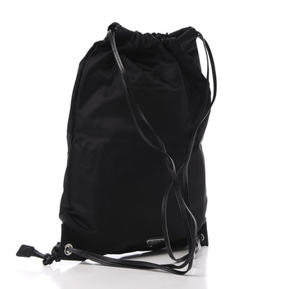 Prada Tessuto Nylon Saffiano Whale Drawstring Pocket Backpack Black Marea 2 of 9