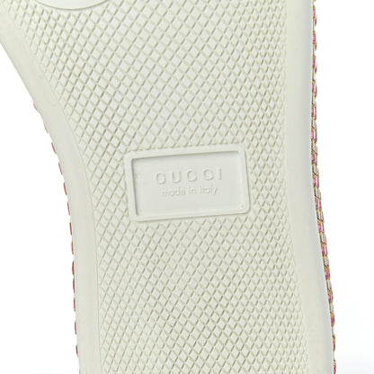 Gucci Laminated Nappa Crystal Web Bee Embroidered Trapuntata Womens Ace Platform Sneakers 36.5 Argento 7 of 21