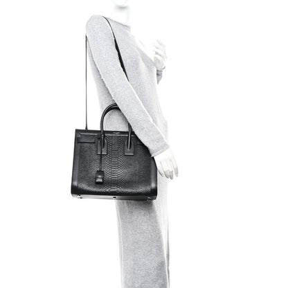 Saint Laurent Python Calfskin Embossed Small Sac de Jour Black 2 of 17
