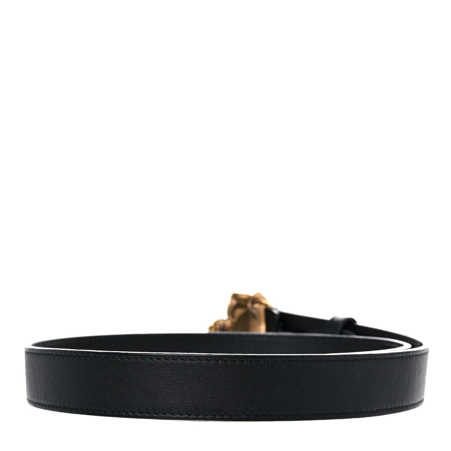 Calfskin Metal Flower Interlocking G Belt 70 28 Black