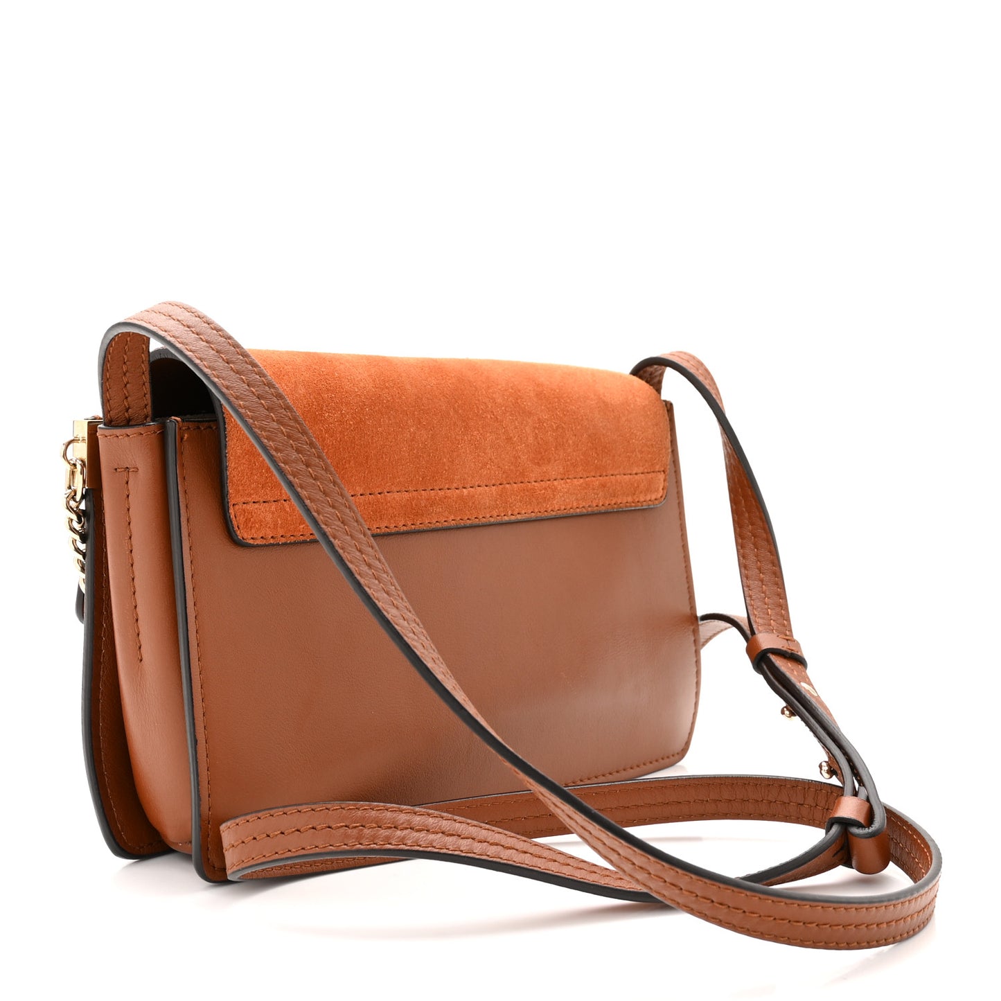 Suede Calfskin Small Faye Shoulder Bag Tobacco