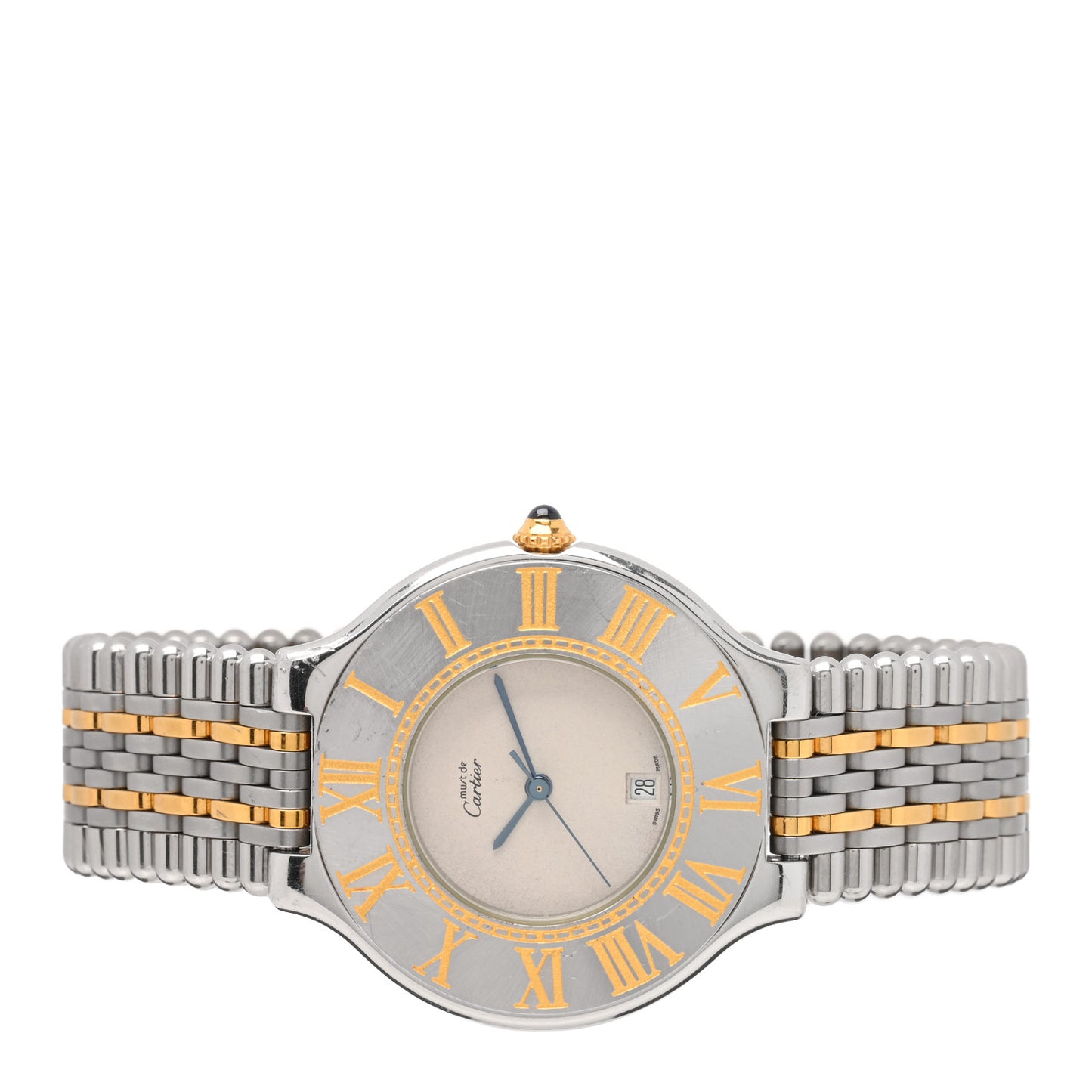 Stainless Steel 18K Yellow Gold 31mm Must De 21 Bullet Link Quartz Watch