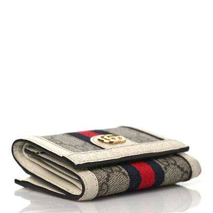 Gucci GG Supreme Monogram Textured Calfskin Web Ophidia Bi-Fold Wallet Beige Ebony Mystic White 4 of 8