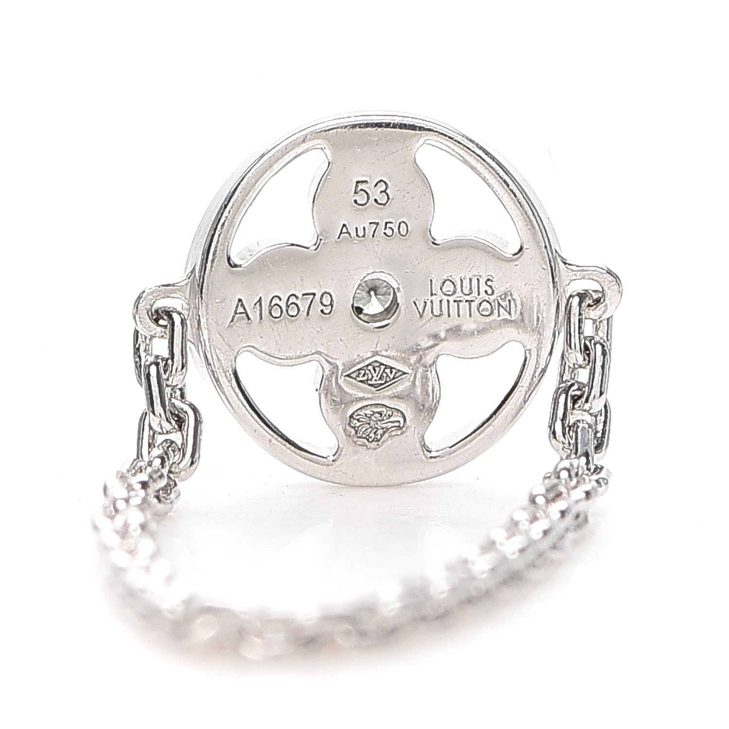 Louis Vuitton 18K White Gold Diamond Idylle Blossom Chain Ring 53 6.25 4 of 4