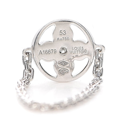 Louis Vuitton 18K White Gold Diamond Idylle Blossom Chain Ring 53 6.25 4 of 4