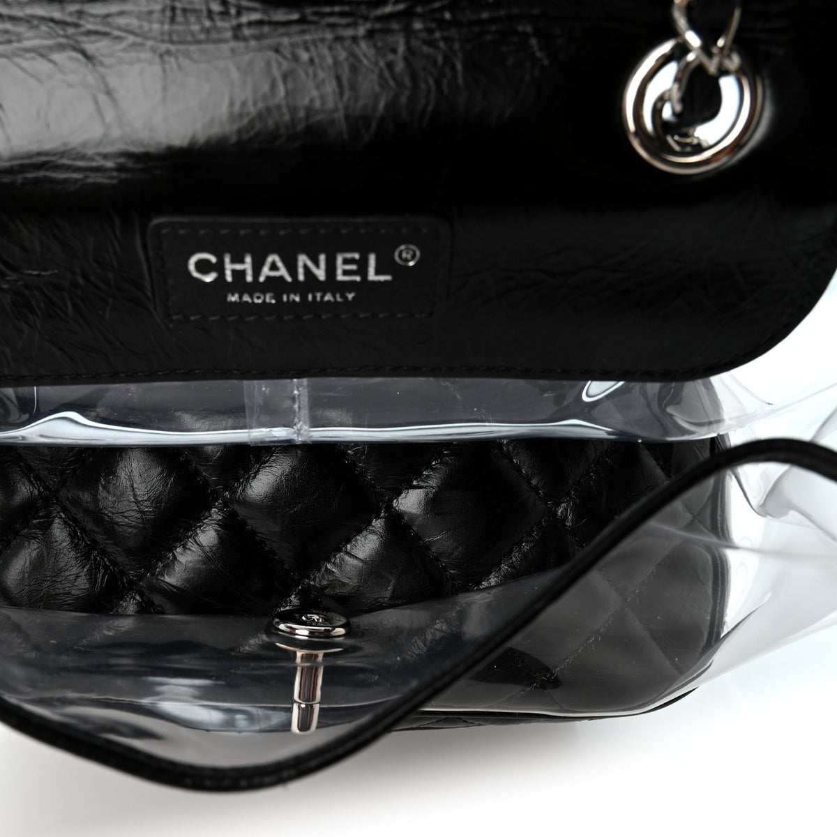 Crumpled Calfskin PVC Quilted Backpack Black