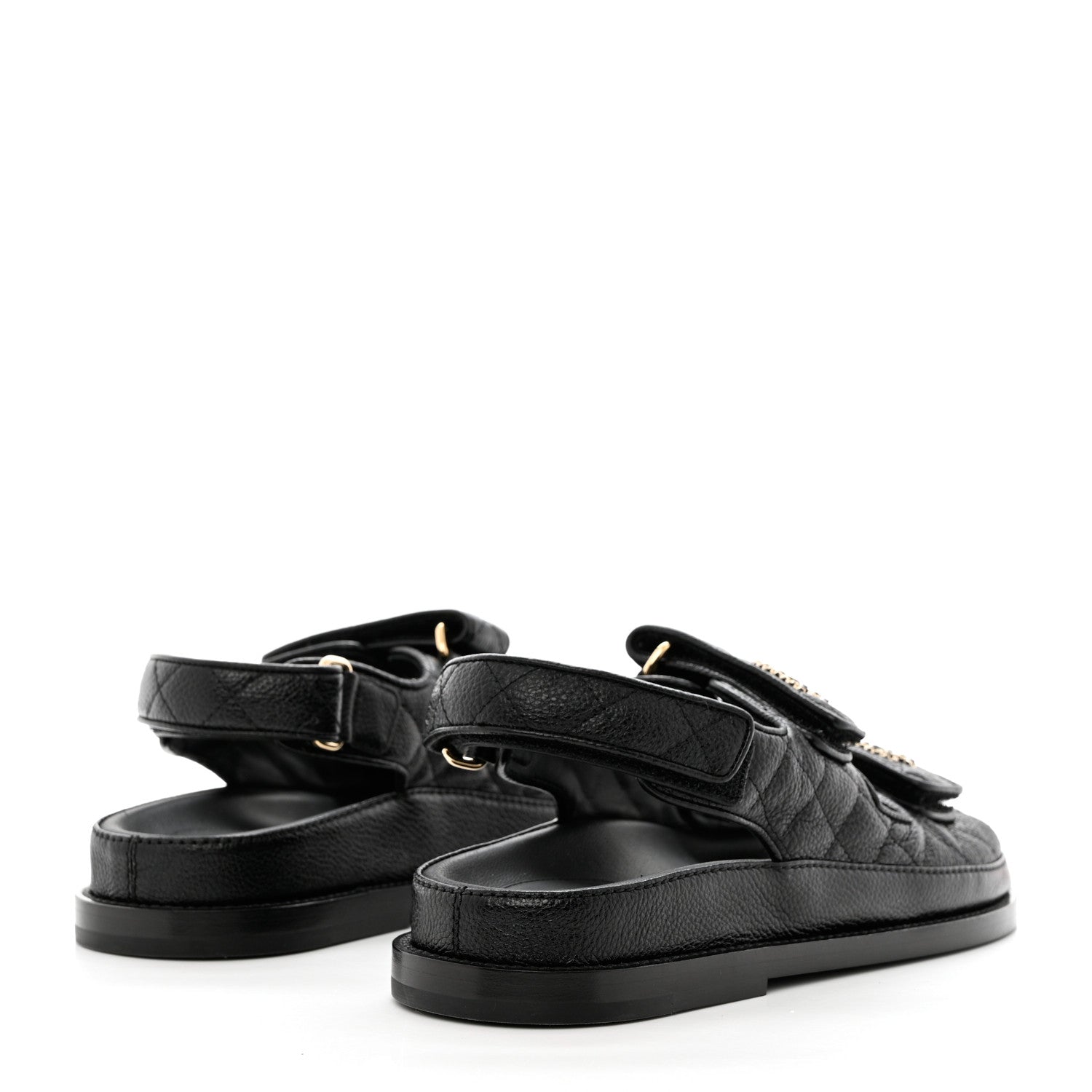 Chanel Grained Calfskin Velcro Dad Sandals 35.5 Black 4 of 9