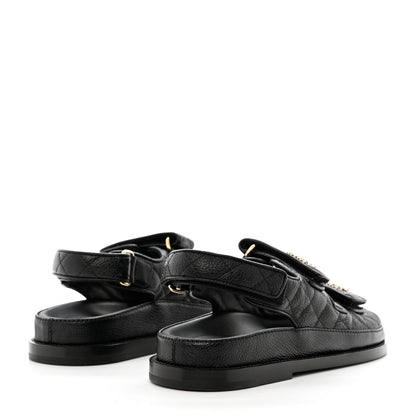 Chanel Grained Calfskin Velcro Dad Sandals 35.5 Black 4 of 9
