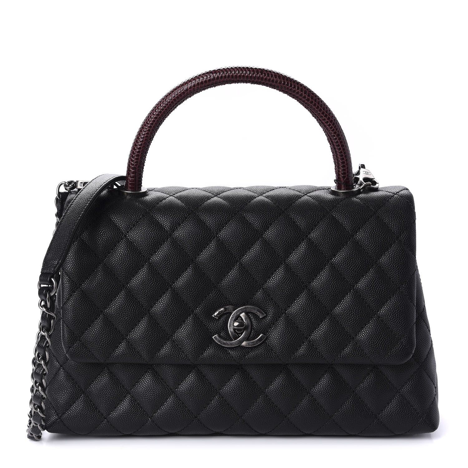 Chanel Caviar Lizard Quilted Small Coco Handle Flap Black 1 of 11