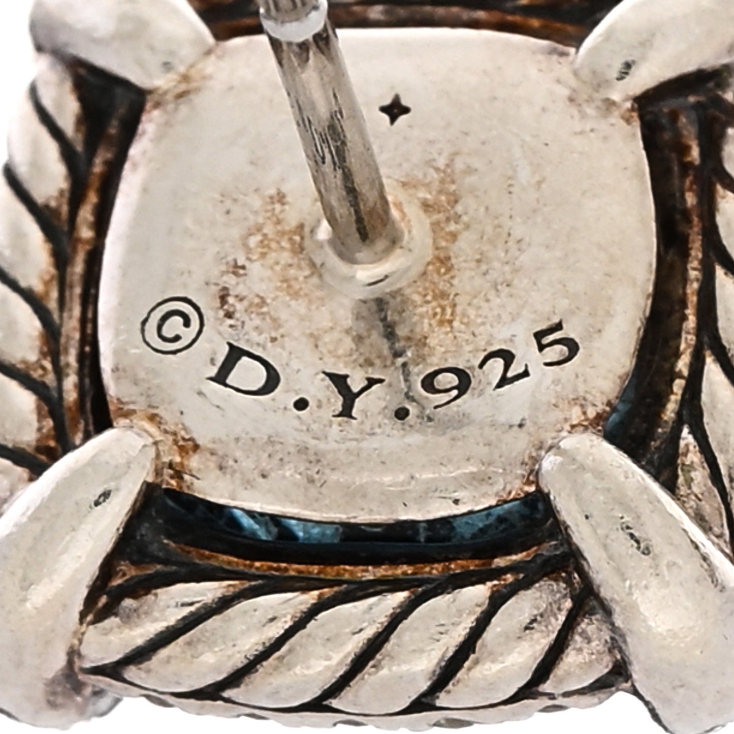 Sterling Silver Hampton Blue Topaz Diamond 9mm Chatelaine Bezel Stud Earrings