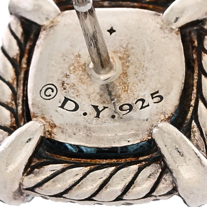 David Yurman Sterling Silver Hampton Blue Topaz Diamond 9mm Chatelaine Bezel Stud Earrings 4 of 4