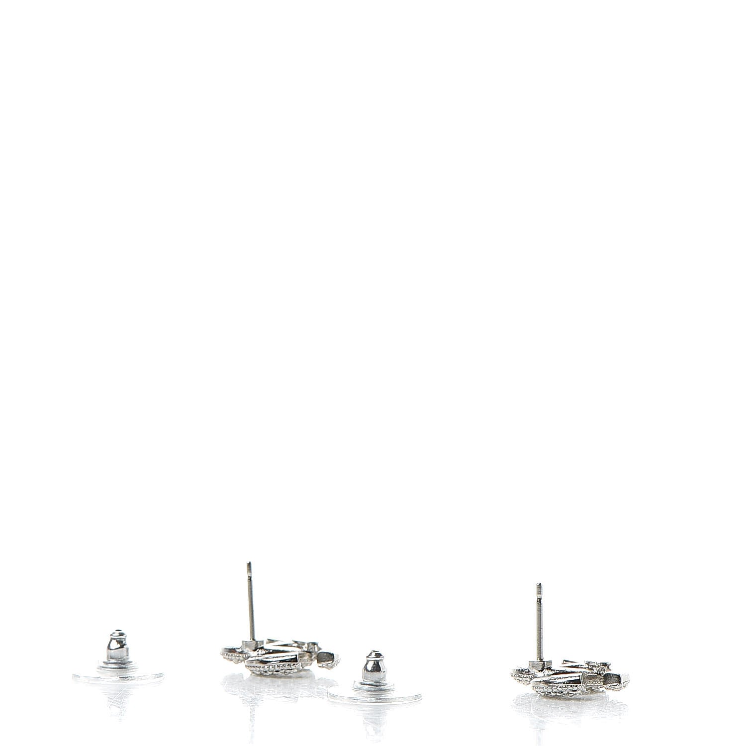 Chanel Crystal CC Earrings Silver 3 of 5