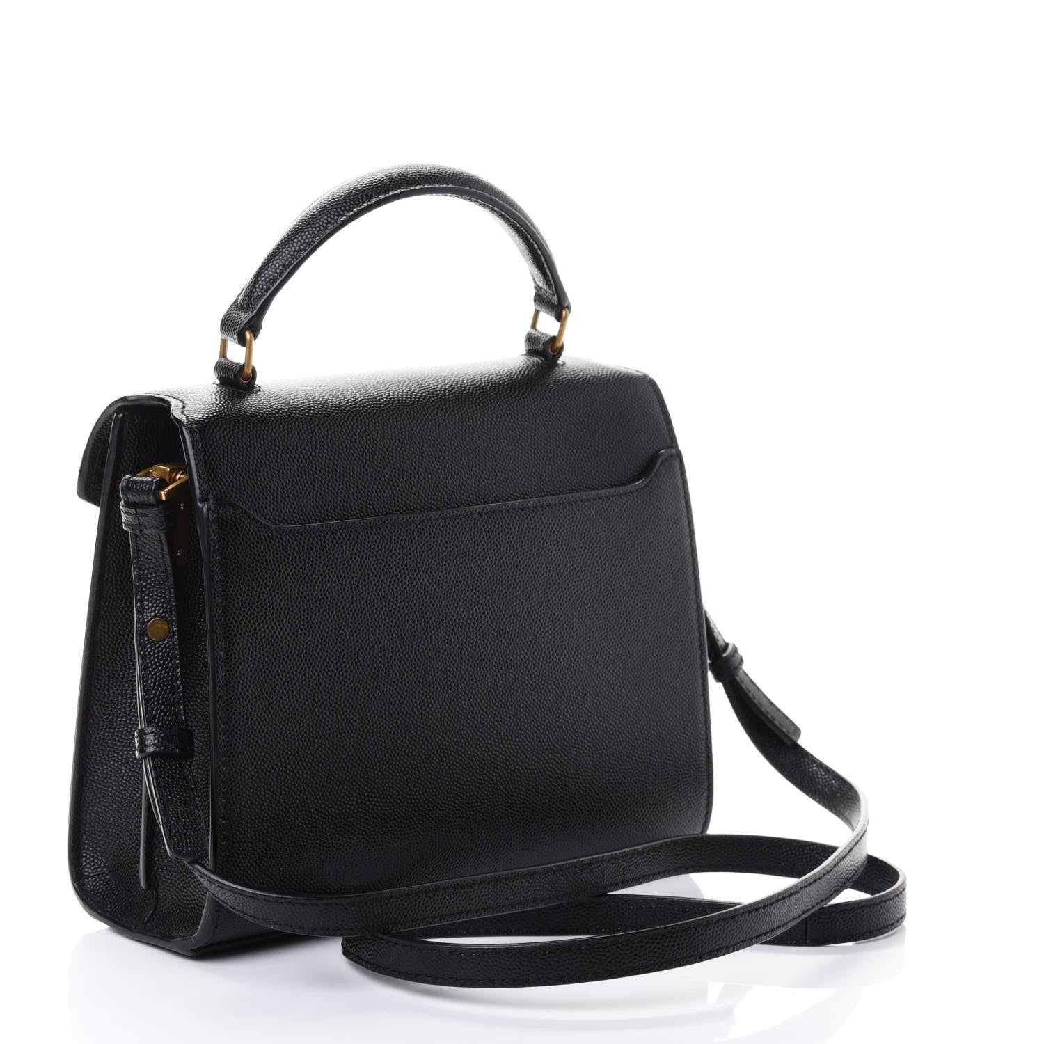 Saint Laurent Grain de Poudre Mini Classic Monogram Cassandra Top Handle Black Rouge Legion 2 of 4