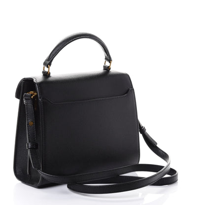 Saint Laurent Grain de Poudre Mini Classic Monogram Cassandra Top Handle Black Rouge Legion 2 of 4