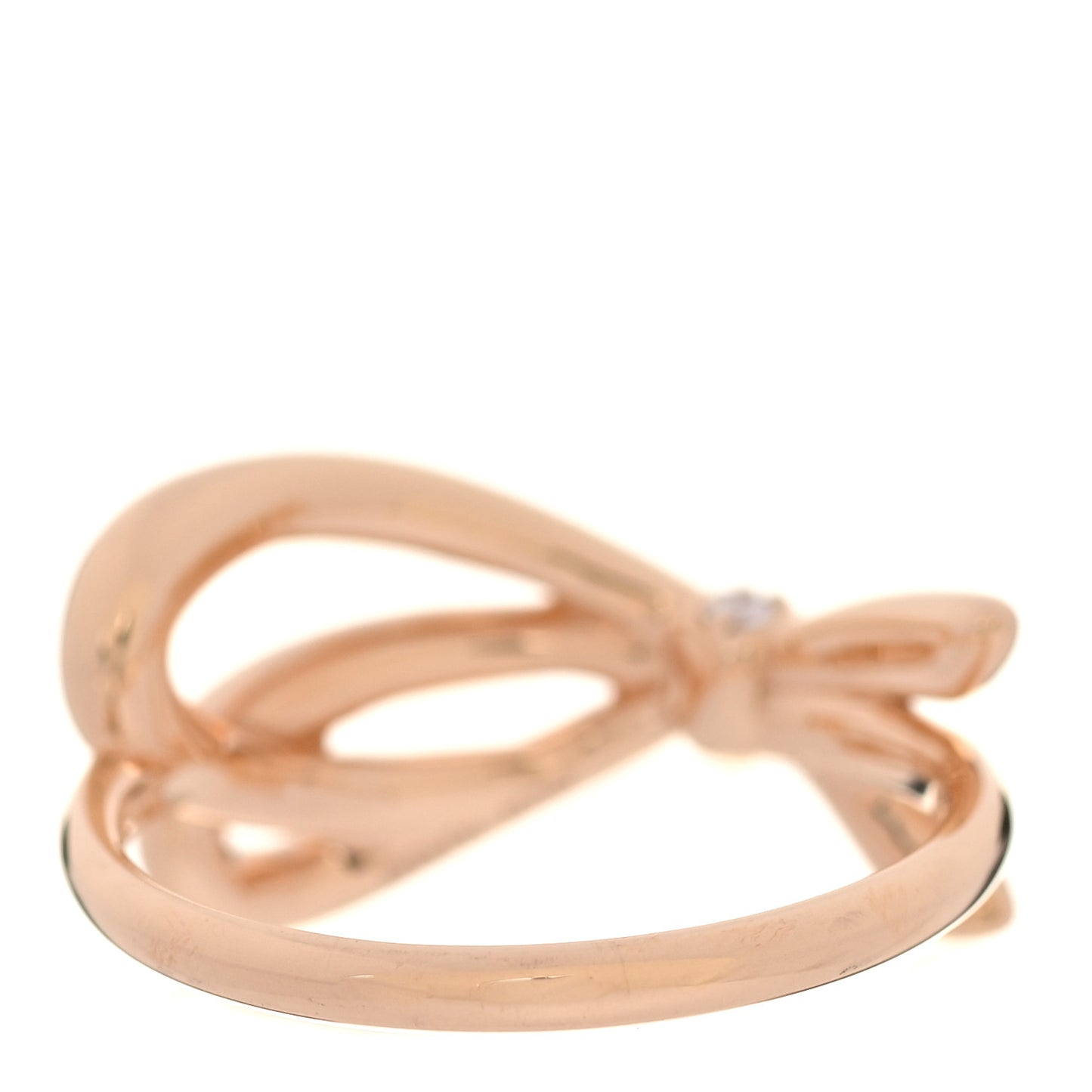 18K Rose Gold Diamond Bow Ring 53 6.5