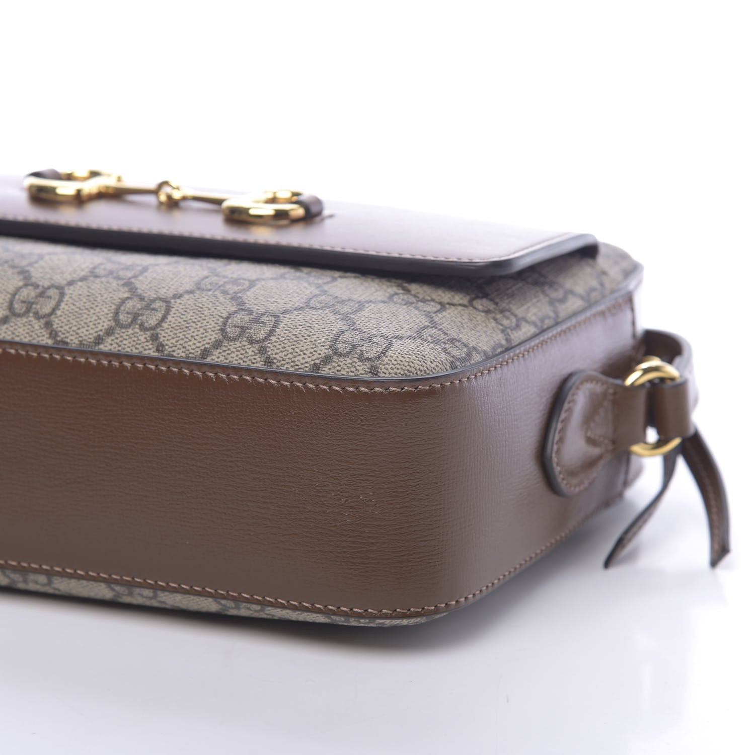 Gucci GG Supreme Monogram Small Horsebit 1955 Shoulder Bag Beige Brown Sugar 9 of 11