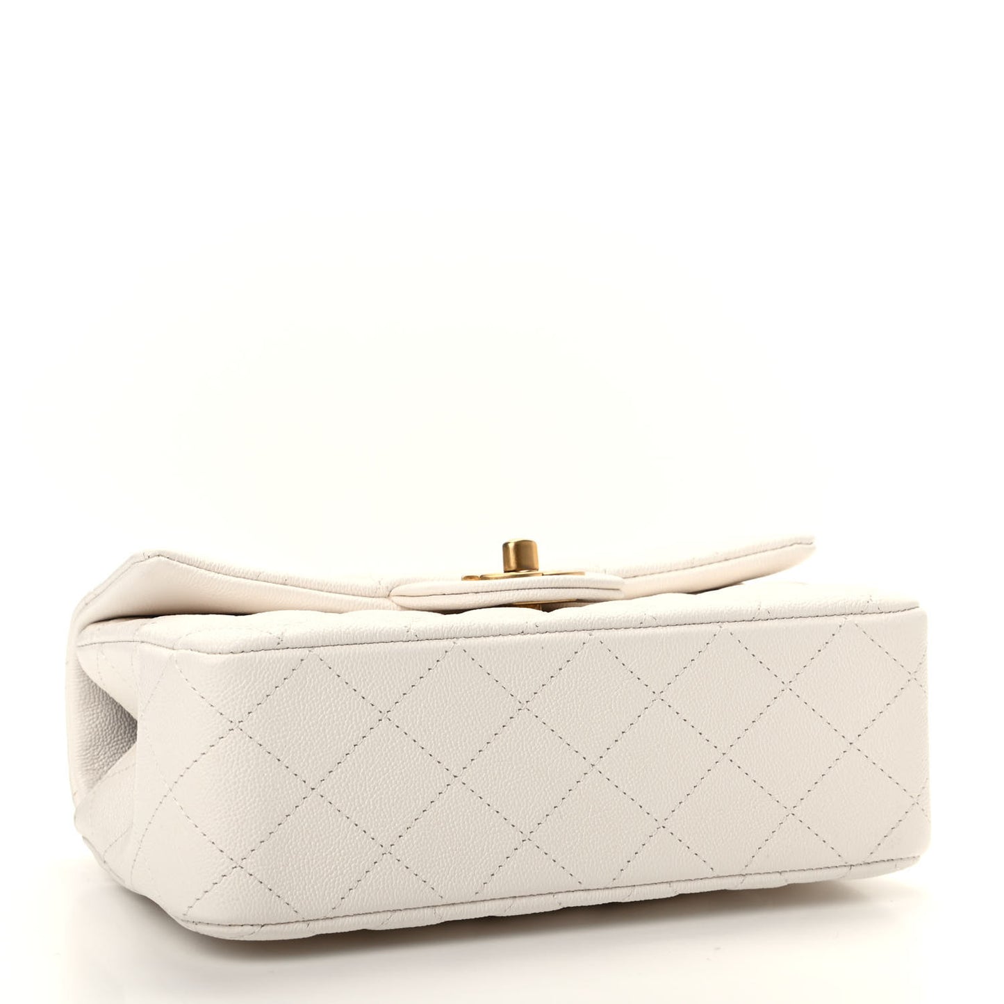 Caviar Quilted Mini Top Handle Rectangular Flap White