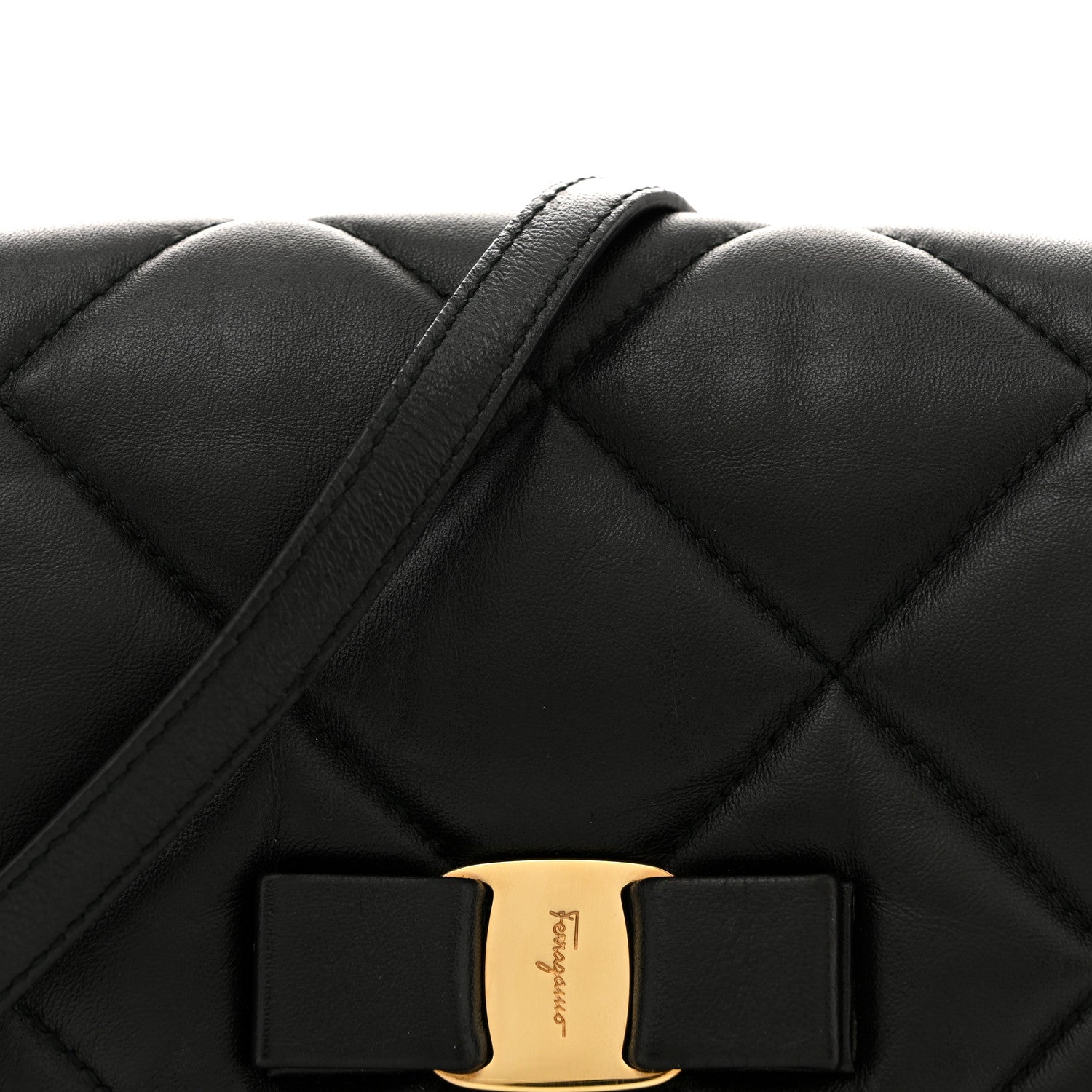 Salvatore Ferragamo Nappa Quilted Ginny Medium Crossbody Black 8 of 13