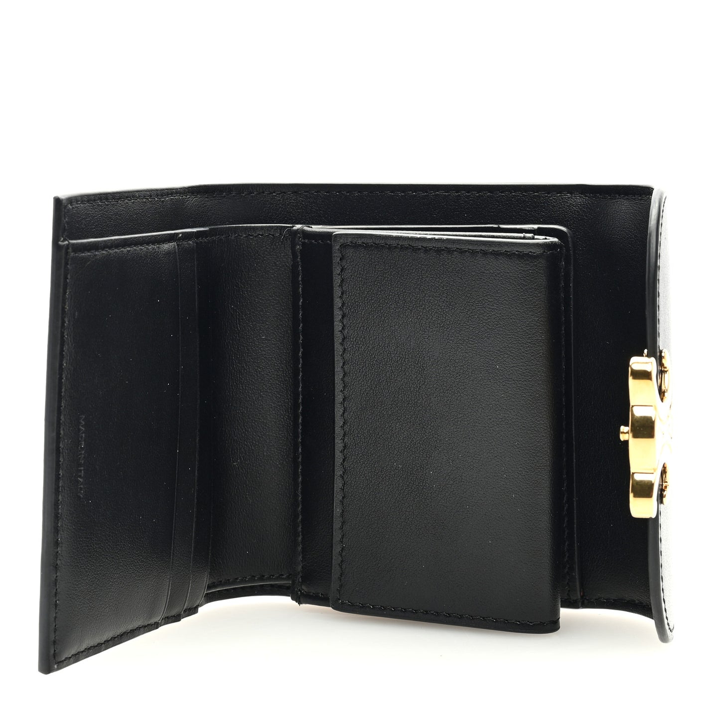 Shiny Calfskin Small Triomphe Wallet Black