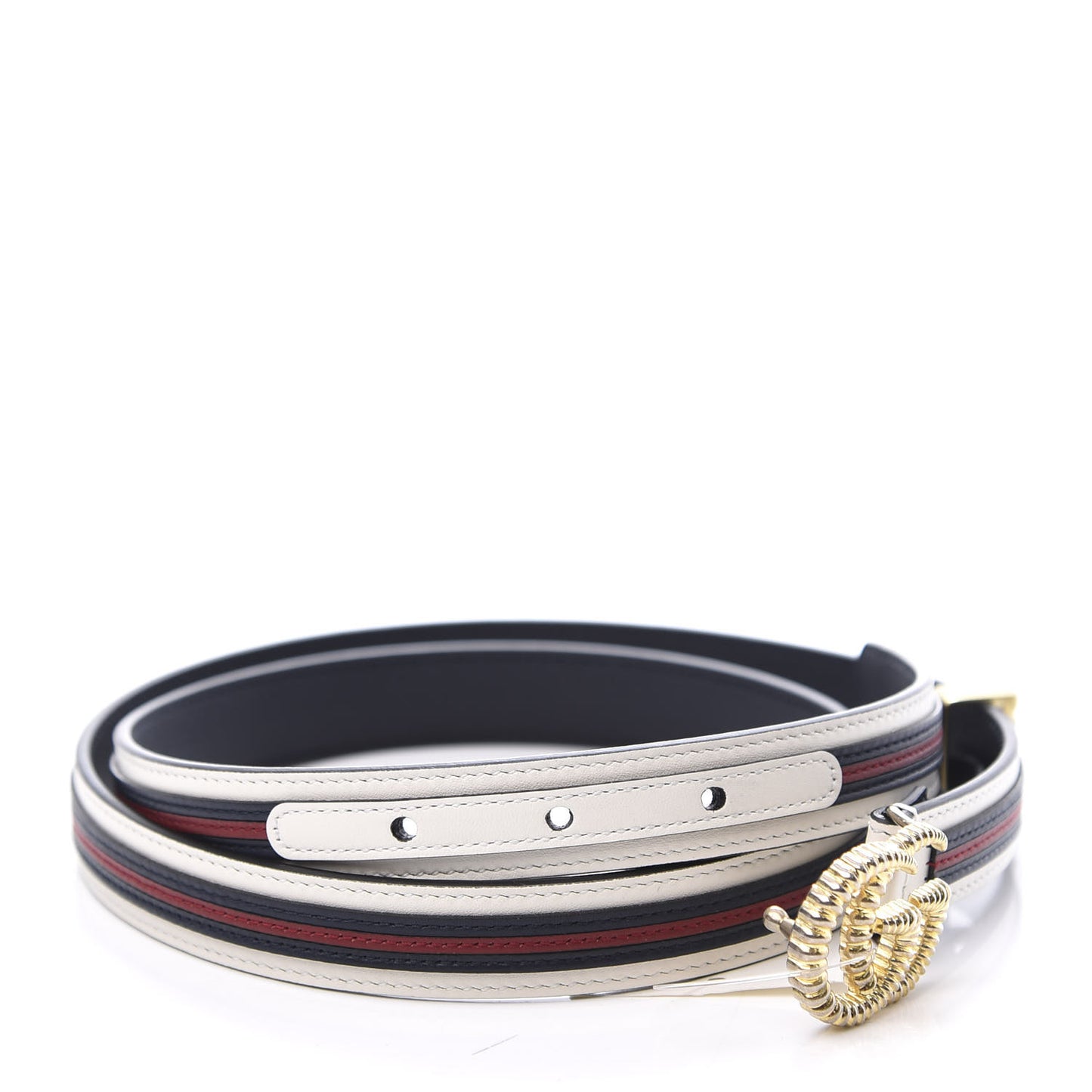 Calfskin 20mm Torchon Double G Sylvie Belt 90 36 Off White Blue Red