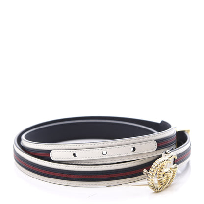 Gucci Calfskin 20mm Torchon Double G Sylvie Belt 90 36 Off White Blue Red 3 of 7