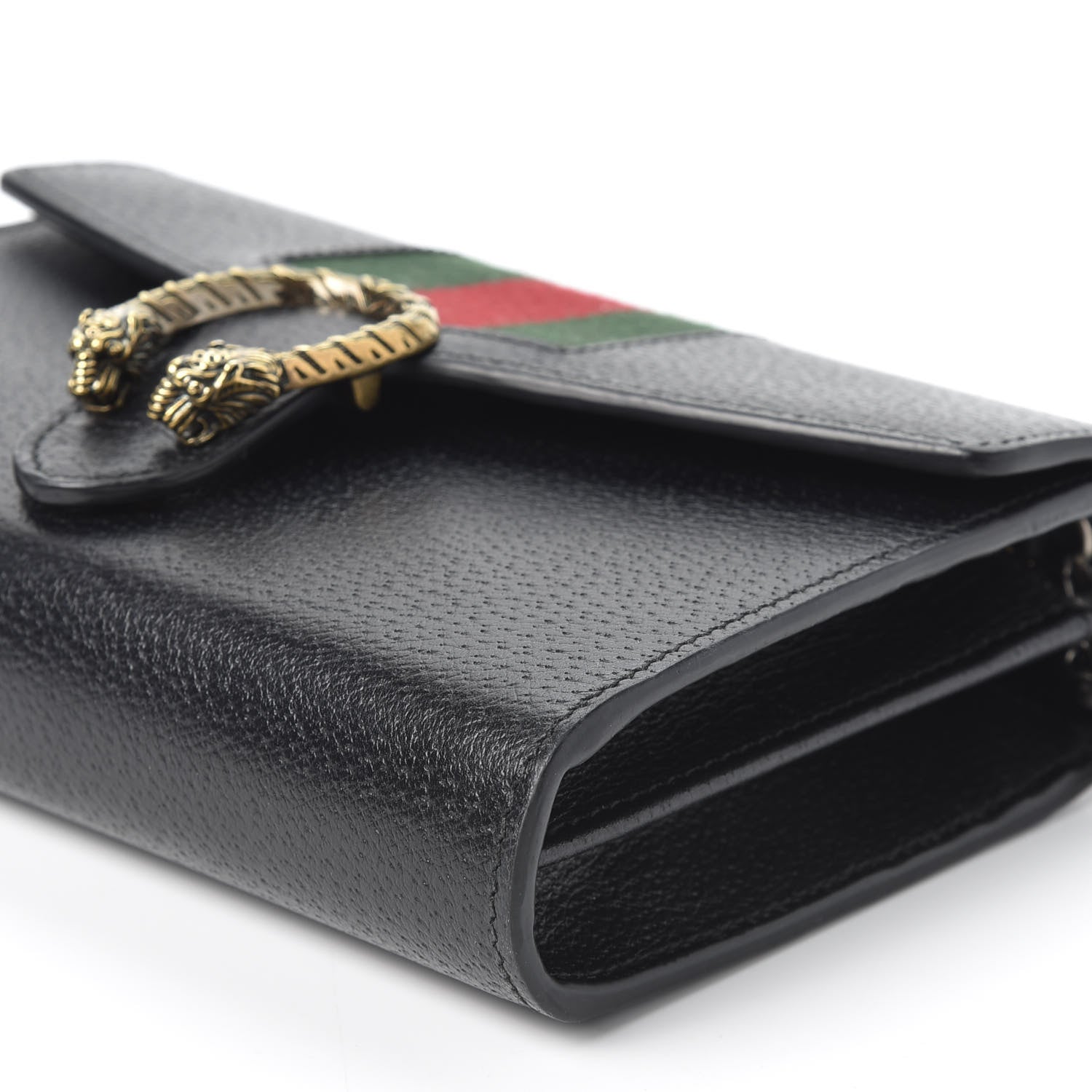 Gucci Calfskin Web Mini Dionysus Chain Wallet Black 6 of 9