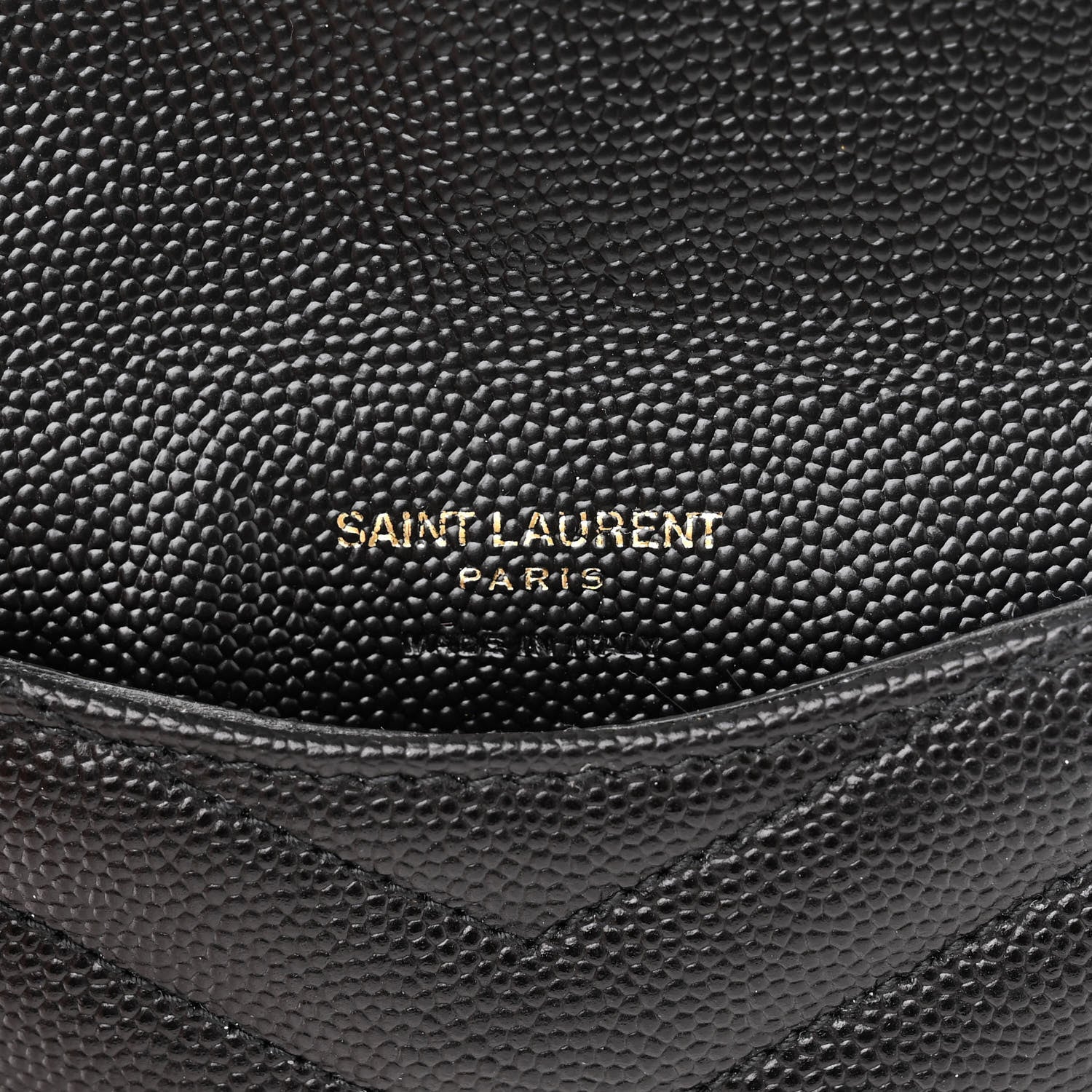 Saint Laurent Grain De Poudre Matelasse Chevron Monogram Compact Wallet Black 7 of 8