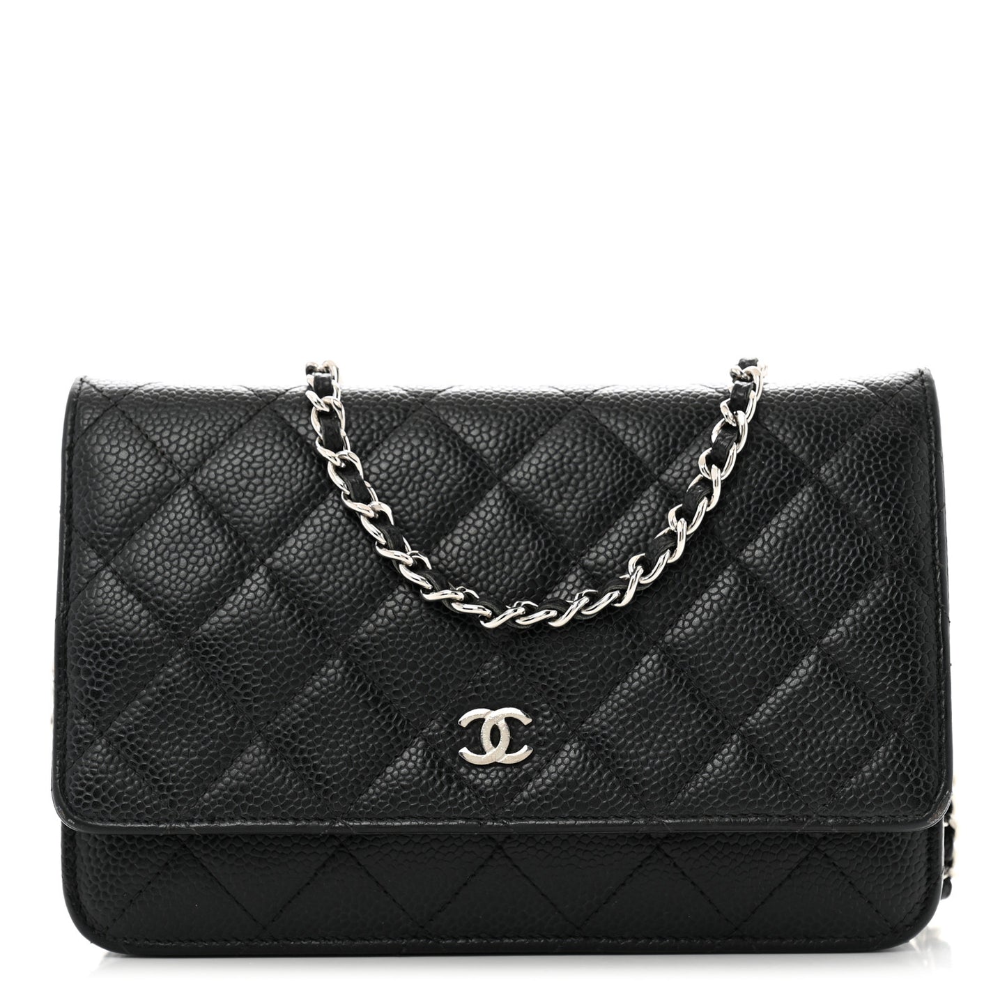 Caviar Quilted Wallet on Chain WOC Black