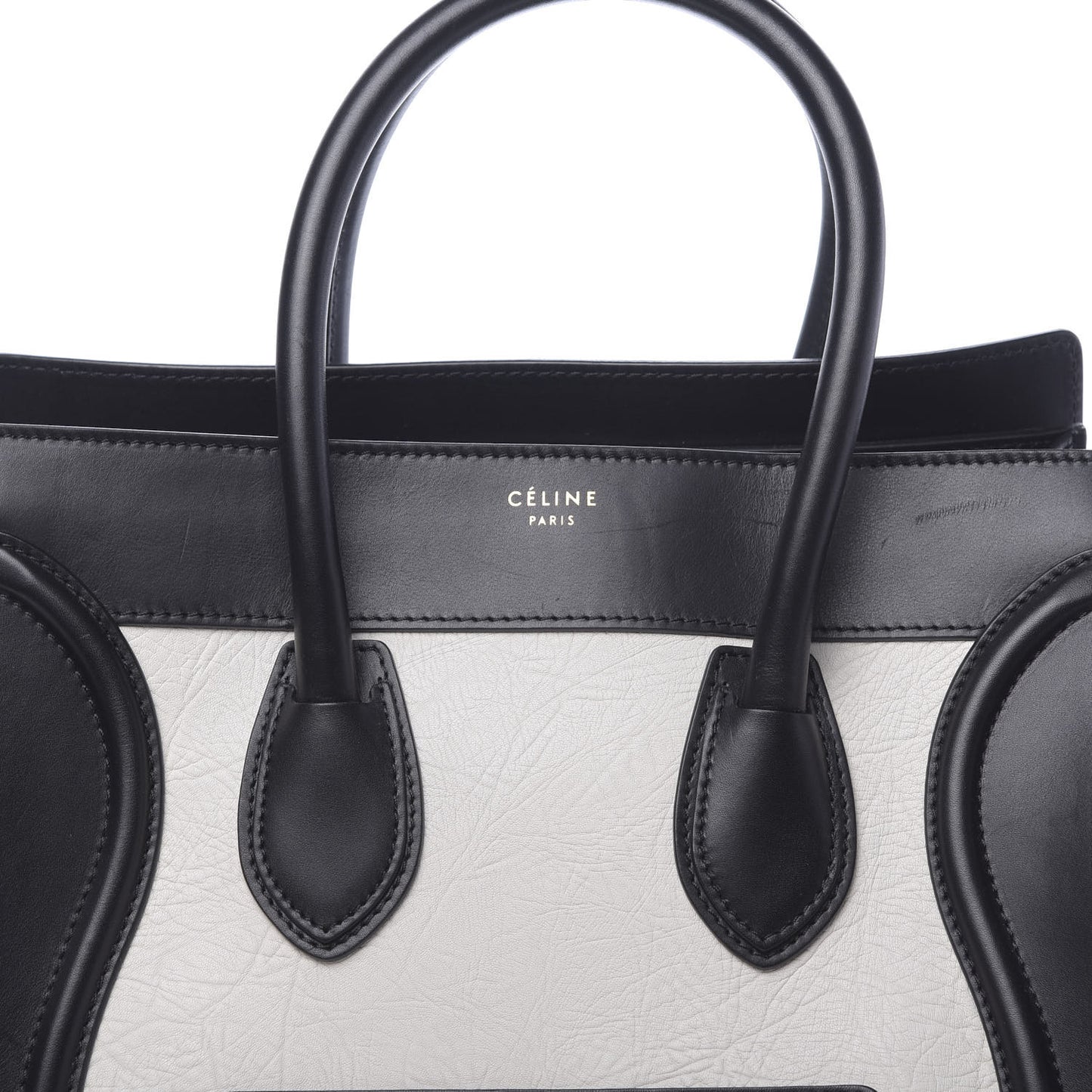 Elephant Calfskin Bicolor Mini Luggage Black White