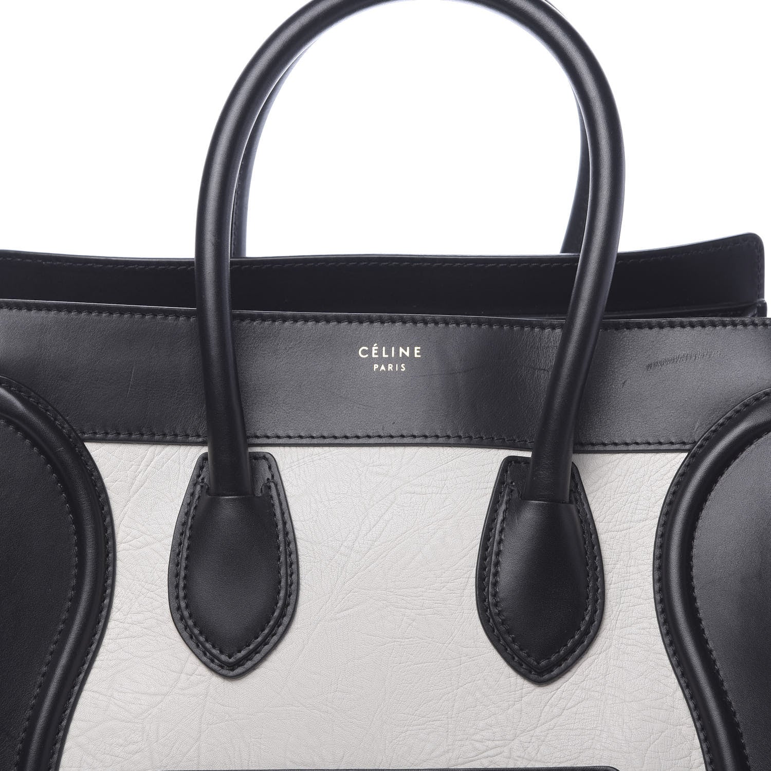 Celine Elephant Calfskin Bicolor Mini Luggage Black White 9 of 11