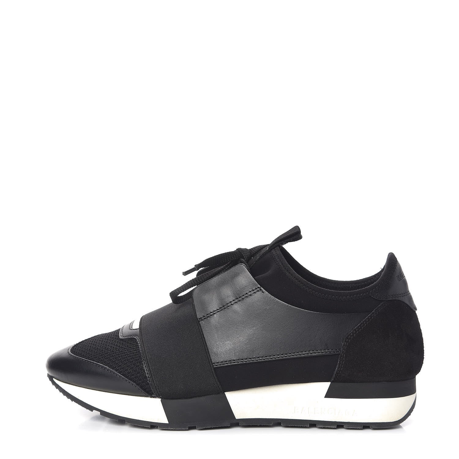 Balenciaga Mesh Calfskin Neoprene Suede Womens Race Runner Sneakers 38 Black 1 of 12