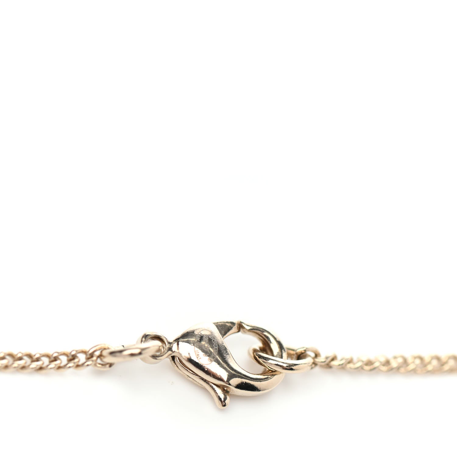 Chanel Metal Crystal Logo Bird Cage Necklace Gold 4 of 4