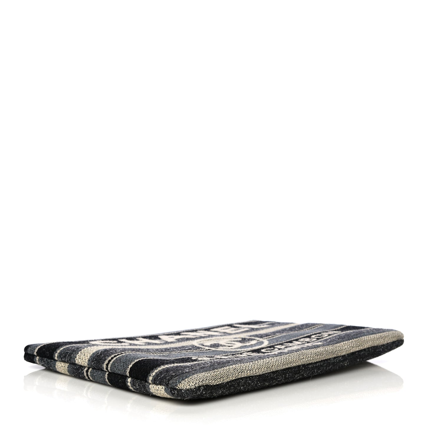 Striped Canvas Medium Deauville Cosmetic Pouch Grey Black