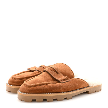 Jimmy Choo Suede Shearling Ronnie Flat Mules 39.5 Tan Natural 4 of 8