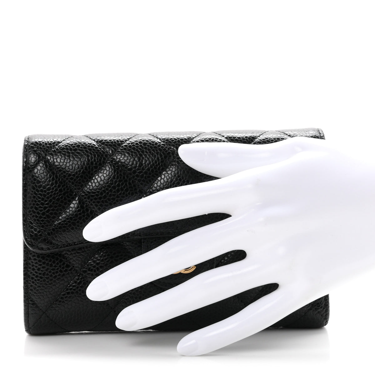 Caviar Quilted Medium Flap Wallet Black