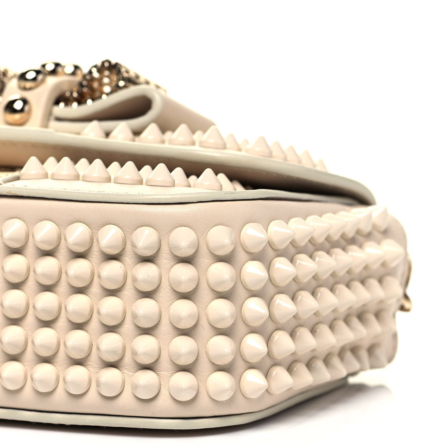 Calfskin Spikes Sweety Charity Shoulder Bag Beige