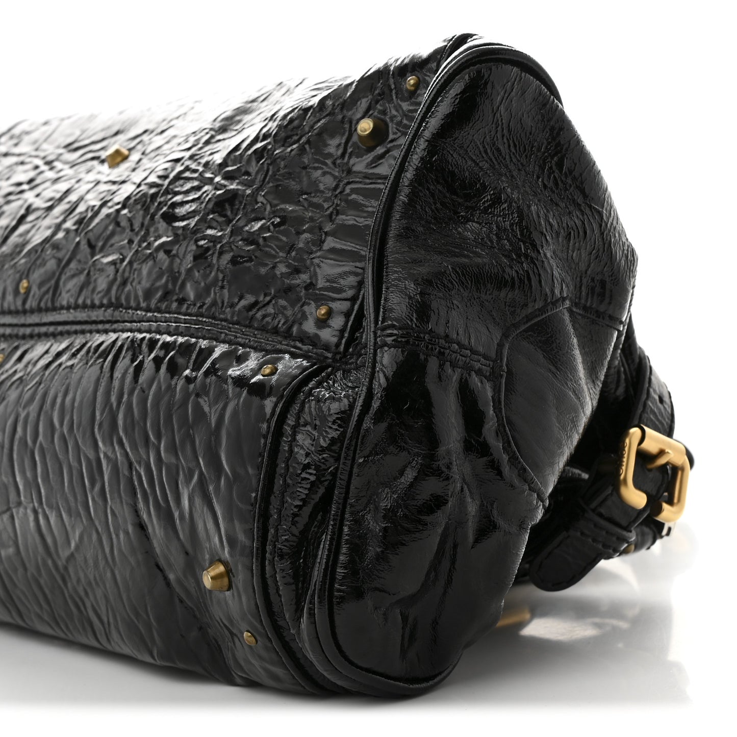 Crinkled Patent Medium Paddington Satchel Black