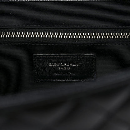 Saint Laurent Grain De Poudre Textured Mixed Matelasse Large Triquilt Monogram Satchel Black 6 of 10
