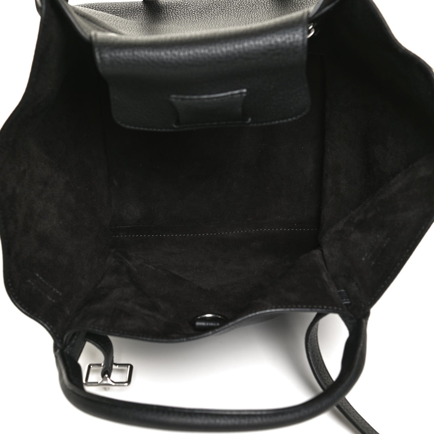 Supple Grained Calfskin Small Long Strap Big Bag Black