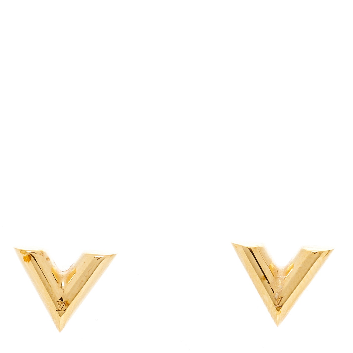 Louis Vuitton Brass Essential V Stud Earrings Gold 1 of 4