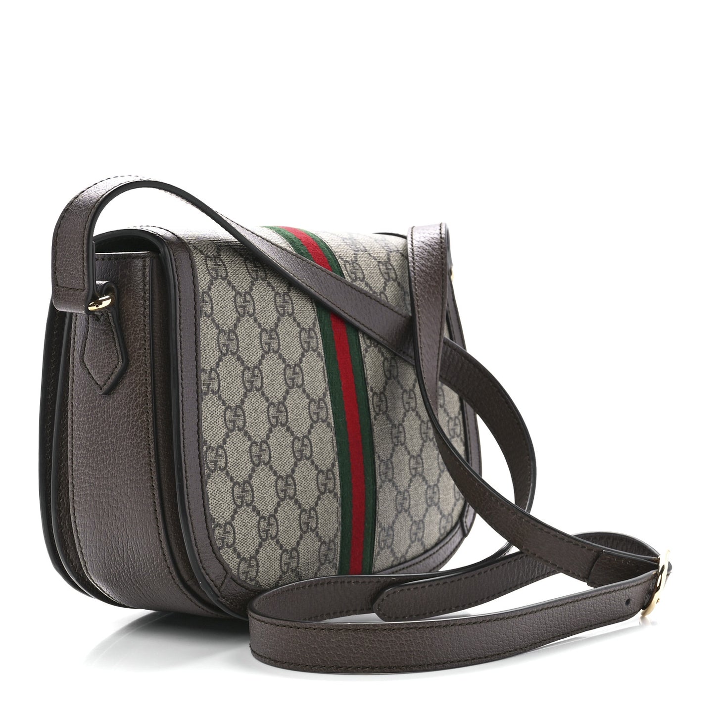 GG Supreme Monogram Web Small Ophidia Flap Messenger Bag Brown