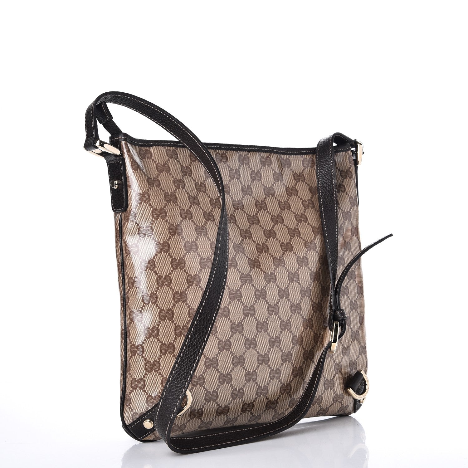 Gucci Crystal Monogram Abbey Messenger Bag Beige Dark Brown 3 of 7