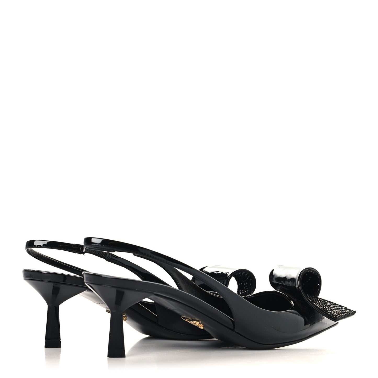 Vernice Crystal Bow Slingback Pumps 39 Black