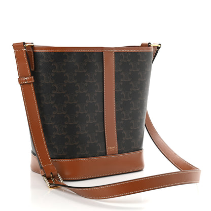 Celine Triomphe Canvas Calfskin Small Bucket Bag Tan 2 of 9