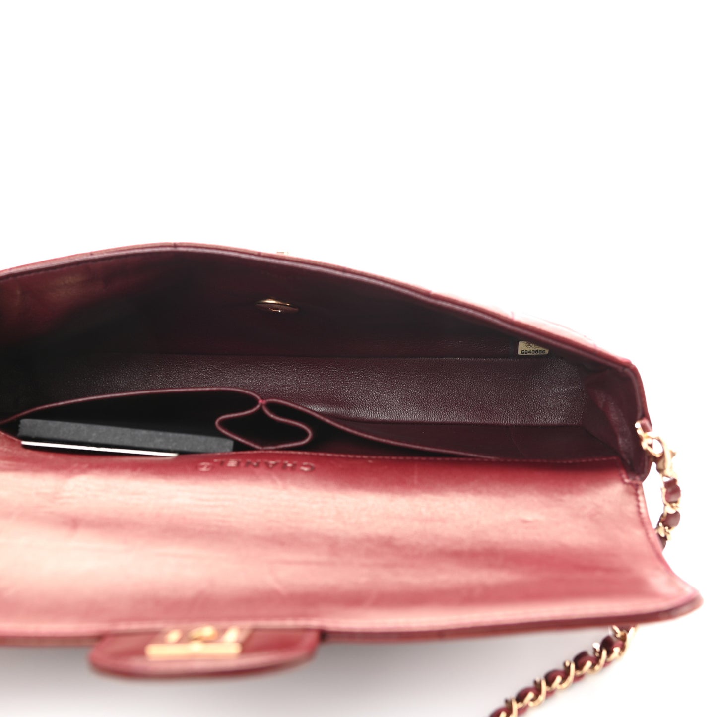 Lambskin East West Chocolate Bar Flap Bordeaux