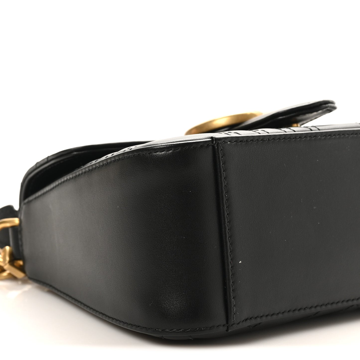 Calfskin Matelasse Mini GG Marmont Top Handle Shoulder Bag Black