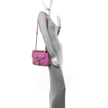 Gucci Calfskin Matelasse Medium GG Marmont Shoulder Bag Candy Mousse 2 of 13